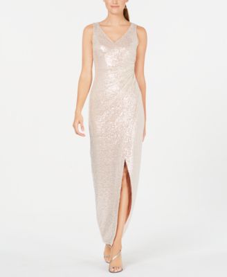 Calvin Klein Ruched Sequin Gown ...